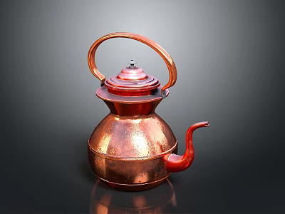 Shiny Copper Teapot With Curved Handle Elegant Spout And Traditional Design 3d model