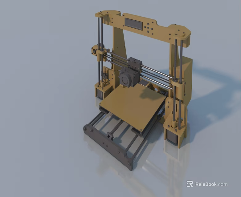 Brown Frame 3D Printer 3D Printing Machine With Sliding Rails And Control Panel Structure 3d model