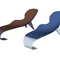 Modern Brown And Blue Curved Lounge Chairs With Sleek Design And Comfortable Seating
