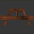 Durable Wooden Picnic Table With Attached Benches And Smooth Surface Design