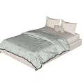 Cozy Kids Bed With Light Green Quilt Soft Pillows And Stuffed Bear