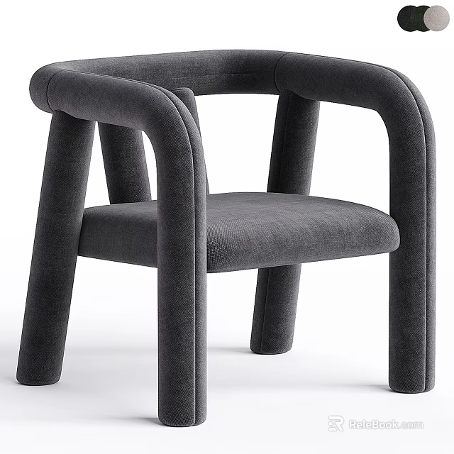 Modern Gray Leisure Chair With Curved Armrests Soft Upholstery And Sturdy Leg Design 3d model 