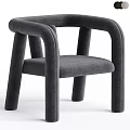 Modern Gray Leisure Chair With Curved Armrests Soft Upholstery And Sturdy Leg Design