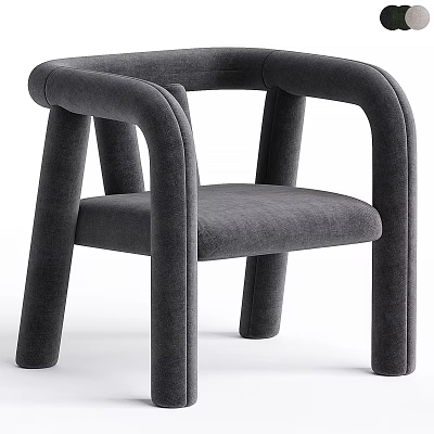 Modern Gray Leisure Chair With Curved Armrests Soft Upholstery And Sturdy Leg Design 3d model