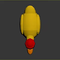 Yellow Duck Toy With Red Hat Orange Beak And Orange Feet On Gray Background