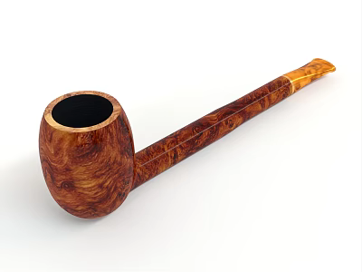 Elegant Wooden Grained Tobacco Pipe Decorative Ornament With Natural Texture For Home Decor 3d model
