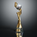Elegant Golden Trophy With Sphere Top And Marble Base Design 3d model