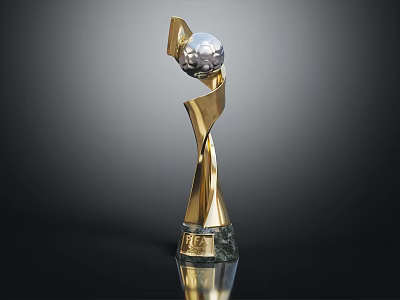 Elegant Golden Trophy With Sphere Top And Marble Base Design 3d model