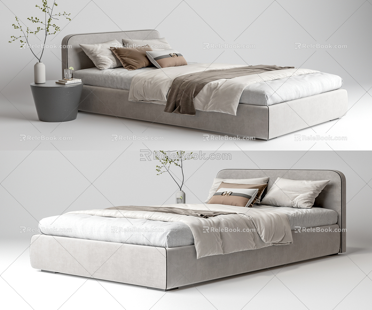 Modern Double Bed Single Bed 3d model