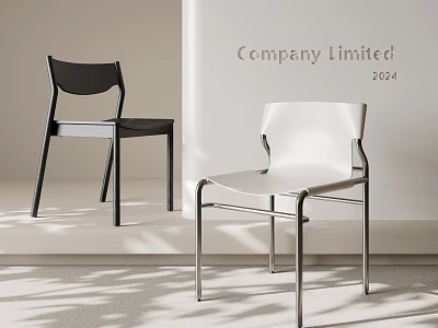 Modern Black And White Dining Chairs With Sleek Metal Frames And Leather Seats 3d model