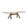 Modern Wooden Dining Table Set With Leather Seats And Four Matching Chairs
