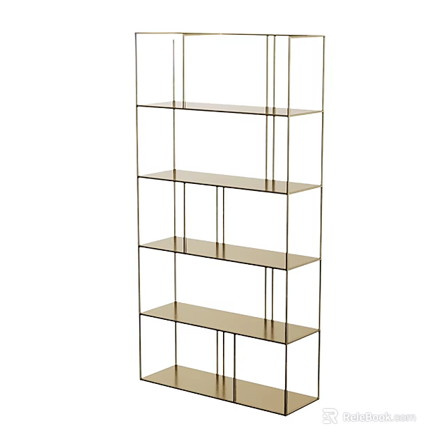 Modern Metal Frame Storage Shelf With Multi Tiered Open Design For Home Decor 3d model 