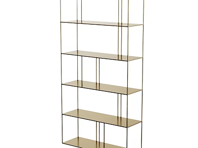Modern Metal Frame Storage Shelf With Multi Tiered Open Design For Home Decor 3d model
