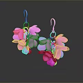 Pink Petal Shaped Earrings With Silver Hooks And Dainty Chain Design