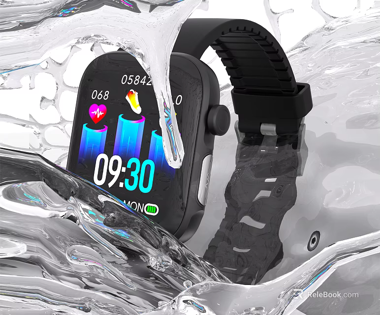 Smart Digital Sports Watch With Black Strap Waterproof Time And Health Data Display Features 3d model 