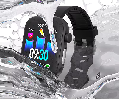 Smart Digital Sports Watch With Black Strap Waterproof Time And Health Data Display Features 3d model
