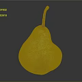 Fresh Yellow Speckled Pear With Brown Stem On Dark Background Shiny Surface 3d model