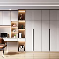 Modern bookcase desk combination 3d model