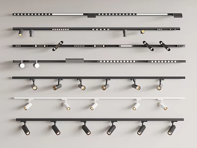 Modern Downlights And Spotlights Track Lighting With Various Styles And Colors 3d model