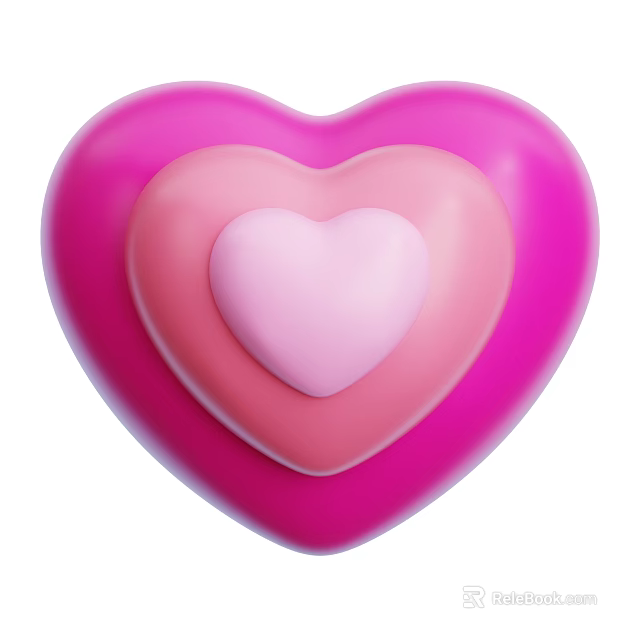 Pink Gradient Heart Shaped Decorative Ornament Set for Home Tabletop Decoration 3d model 