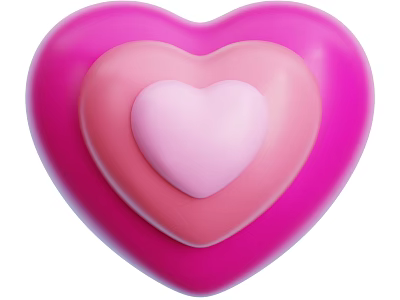 Pink Gradient Heart Shaped Decorative Ornament Set for Home Tabletop Decoration 3d model