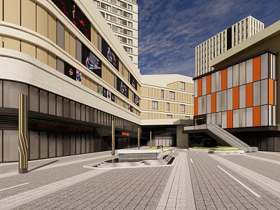Modern Commercial Street Commercial Street Landscape 3d model