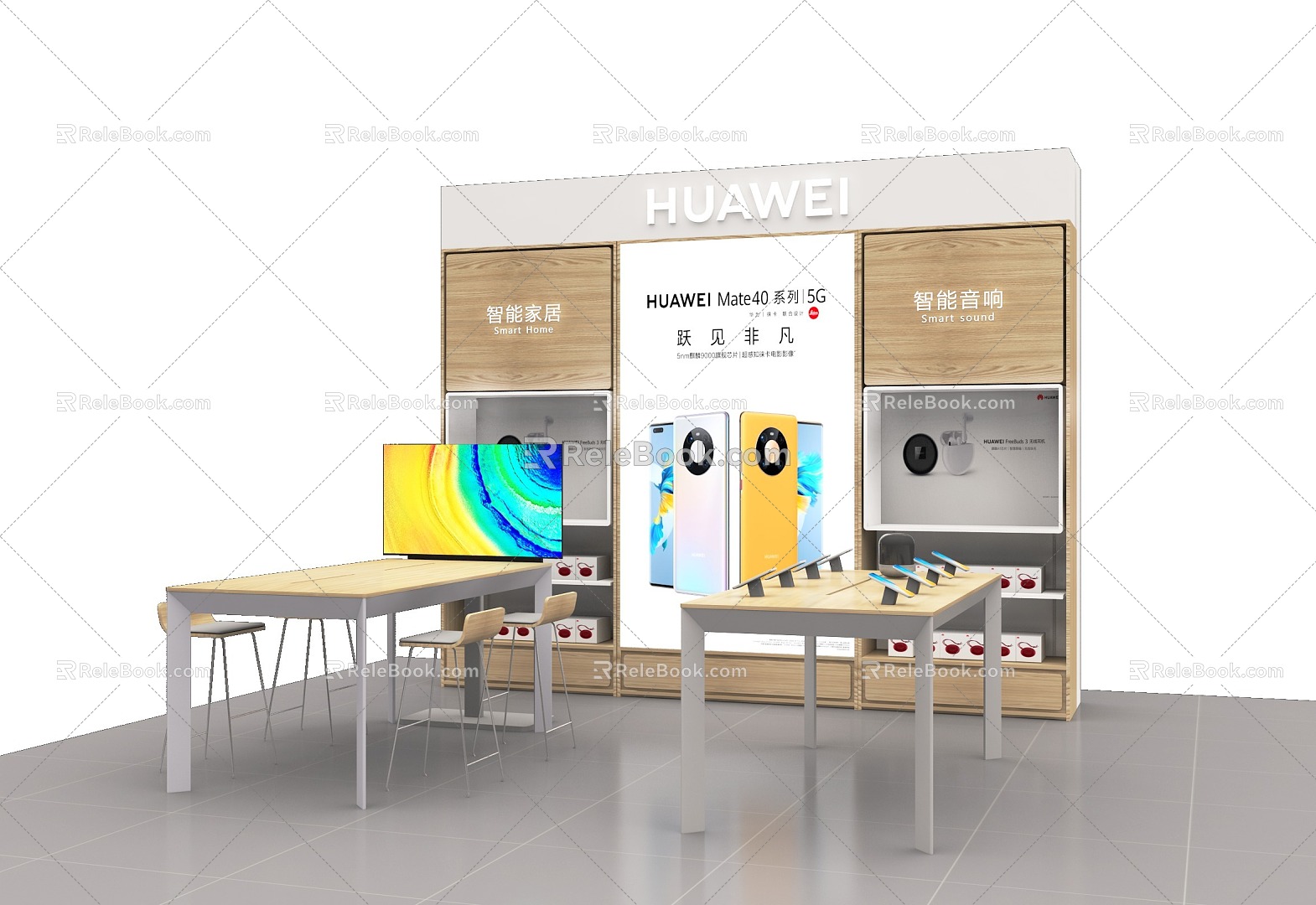 Mobile Phone Store Experience Table Computer Digital Accessories Cabinet Fashion Cabinet Display Shelf Huawei Apple Xiaomi OV Mobile VR Game 3d model