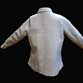 White Fleece Jacket With Zippered Front Stand Up Collar And Long Sleeves