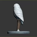 White Owl Figurine Holding Red Envelope Perched On Wooden Post With Circular Snowy Base