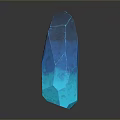 Blue Geometric Crystal With Translucent Gradient Surface And Dark Background Reflection
