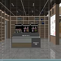 Modern Retail Store Interior Design With Wooden Ceiling Glass Doors Green Walls And Display Shelves