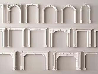 Gate door cover pass carved lintel carved door cover Roman column 3d model