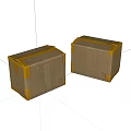 Two Brown Cardboard Boxes Sealed With Yellow Tape For Packaging 3d model