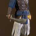 Two Male Warrior Characters With Daggers Swords Blue Cloth Brown Armor White Pants