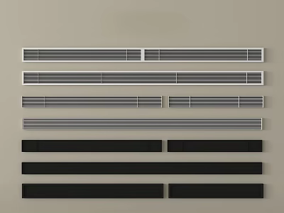 Various Air Conditioner Vent Styles in Silver and Black Design on 3d model