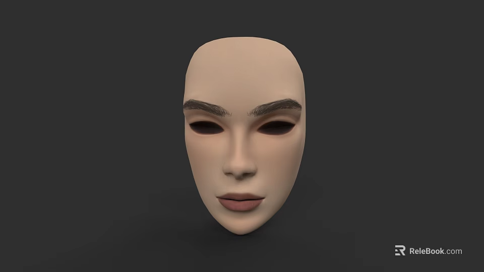 Realistic Woman Face Mask With Defined Eyebrows And Natural Lips Design 3d model 