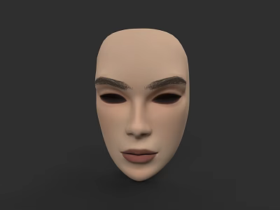 Realistic Woman Face Mask With Defined Eyebrows And Natural Lips Design 3d model