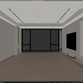 Modern Linear Fireplace With Burning Flames And Decorative Figurines In Living Room