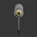 Tactical Curved Blade Weapon With Metal Construction And Golden Accents On Segmented Handle