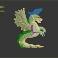 Game and Movie Character Blue Dragon Like 3D Model With Wings Red Eyes Dynamic Pose