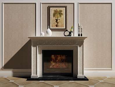 American Fireplace Traditional Fireplace 3d model