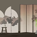New Chinese-style screen partition 3d model