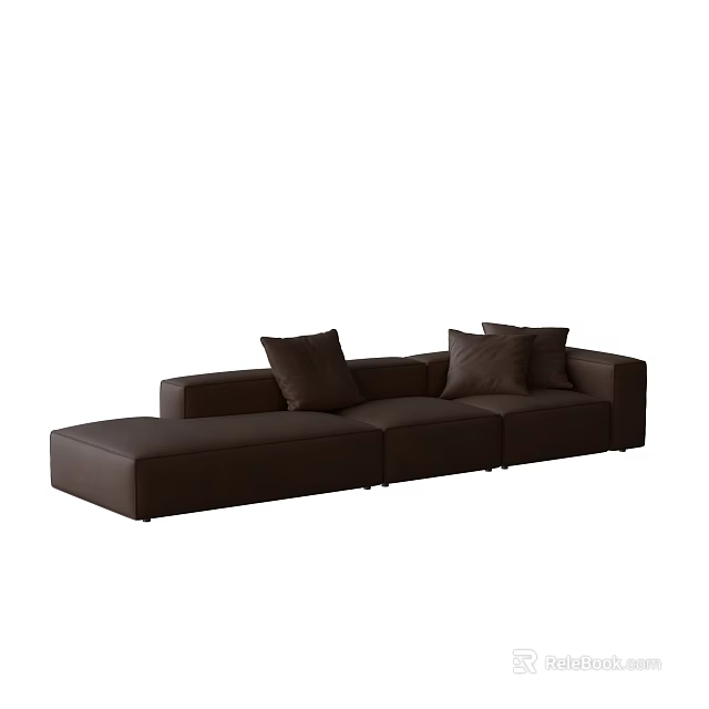 Modern Brown Sectional Sofa With Spacious Design And Comfortable Cushions 3d model