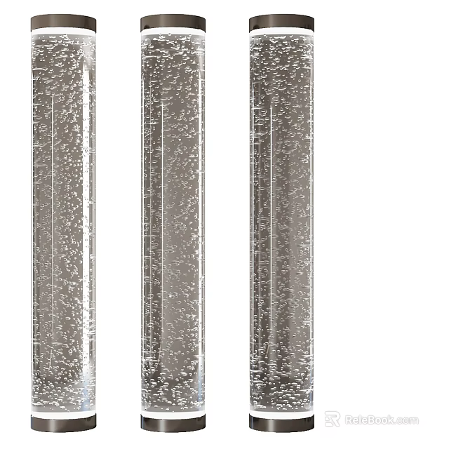 Three Modern Textured Columns With Metallic Surface And Vertical Lines Design 3d model 