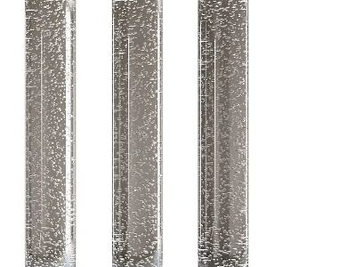 Three Modern Textured Columns With Metallic Surface And Vertical Lines Design 3d model