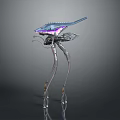 Futuristic Sci Fi Mechanical Creature With Long Slender Legs And Metallic Head Structure 3d model