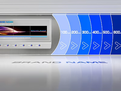 Audio Spectrum Analyzer With Colorful Waveform Screen And Blue Frequency Bars 100 To 600 3d model