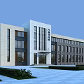 Modern Office Building Exterior Featuring Large Windows Clean Design Plaza And Blue Sky