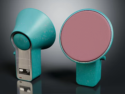 Turquoise Speakers With Modern Design Mesh Front And Control Panel Base Stand 3d model