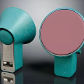 Turquoise Speakers With Modern Design Mesh Front And Control Panel Base Stand 3d model